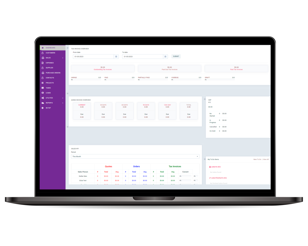 Sign Shop Manager dashboard on a laptop